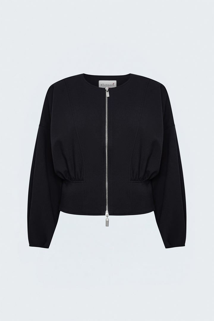 Sateen Veste Zippée - Noir