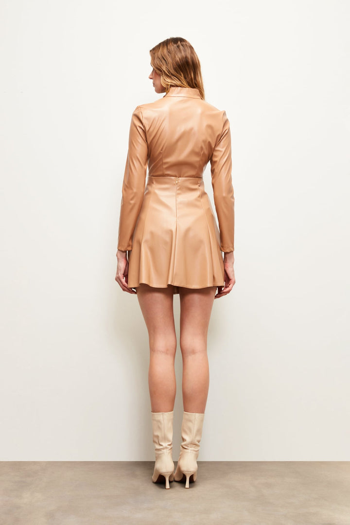 Sateen Body en cuir zippé - camel