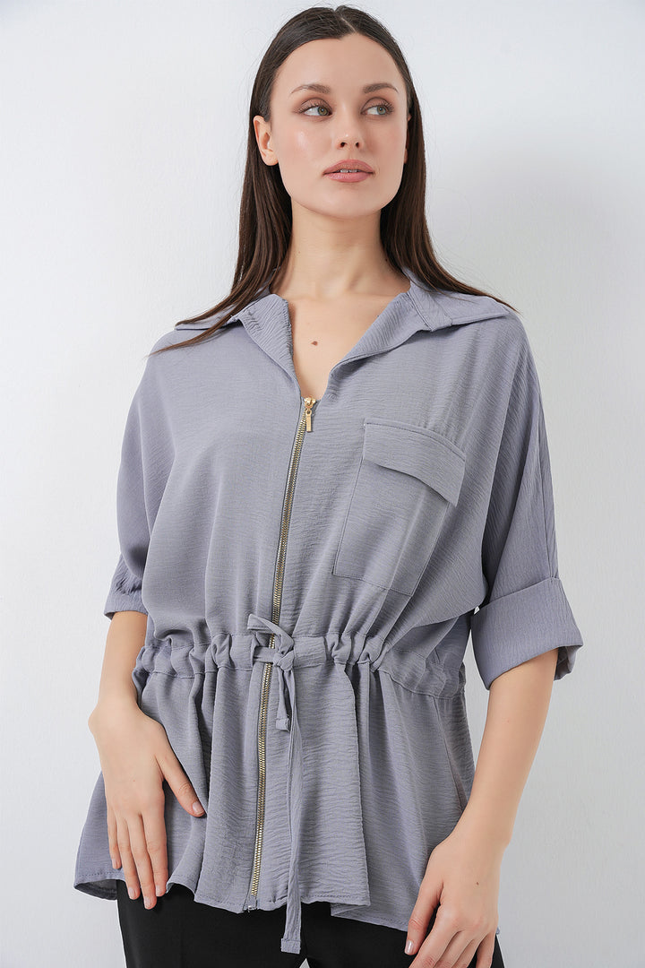 Bigdart Chemise Femme à Fermeture Éclair 0721 - Gris
