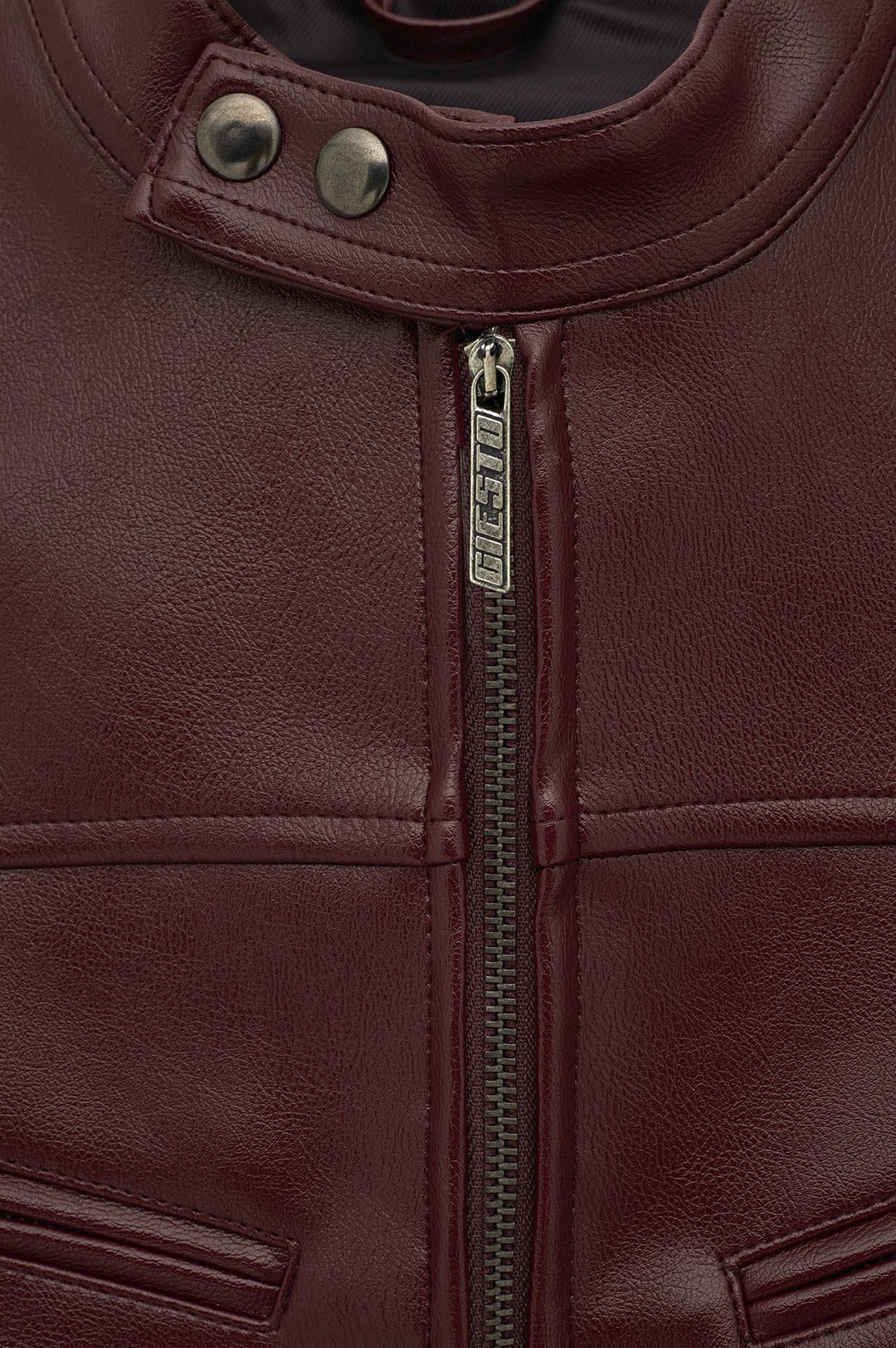 Giesto Veste en cuir bordeaux à panneaux zippés - Bordeaux