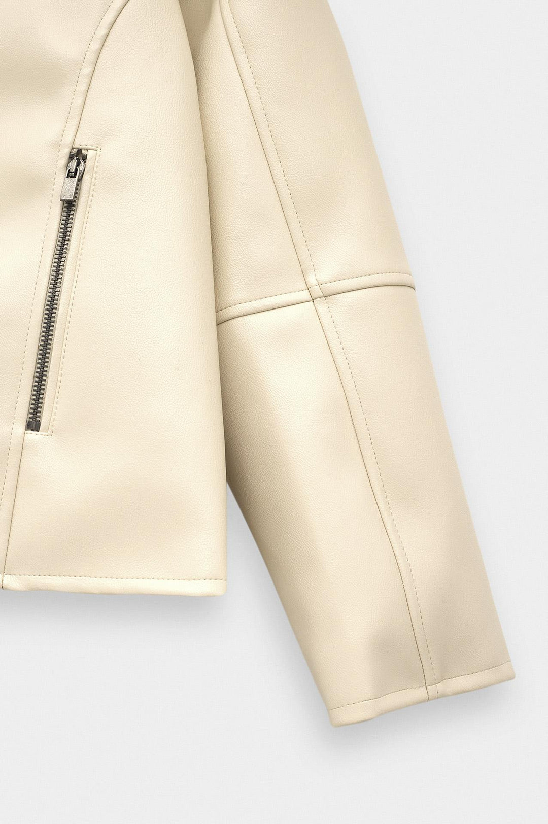 Giesto Veste en cuir écru à panneaux zippés - Écru