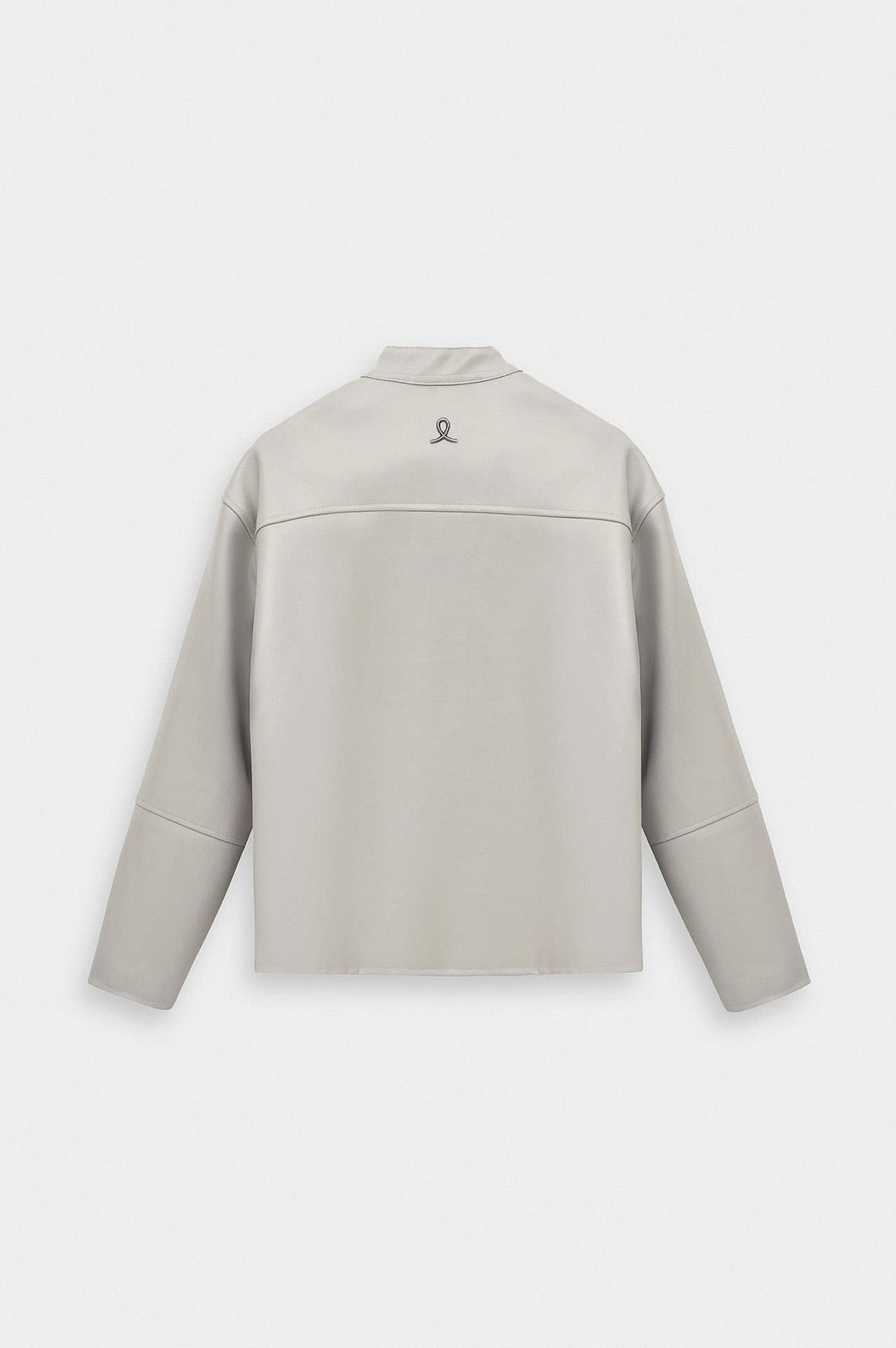 Giesto Veste en cuir gris à zip et pièces - Gris