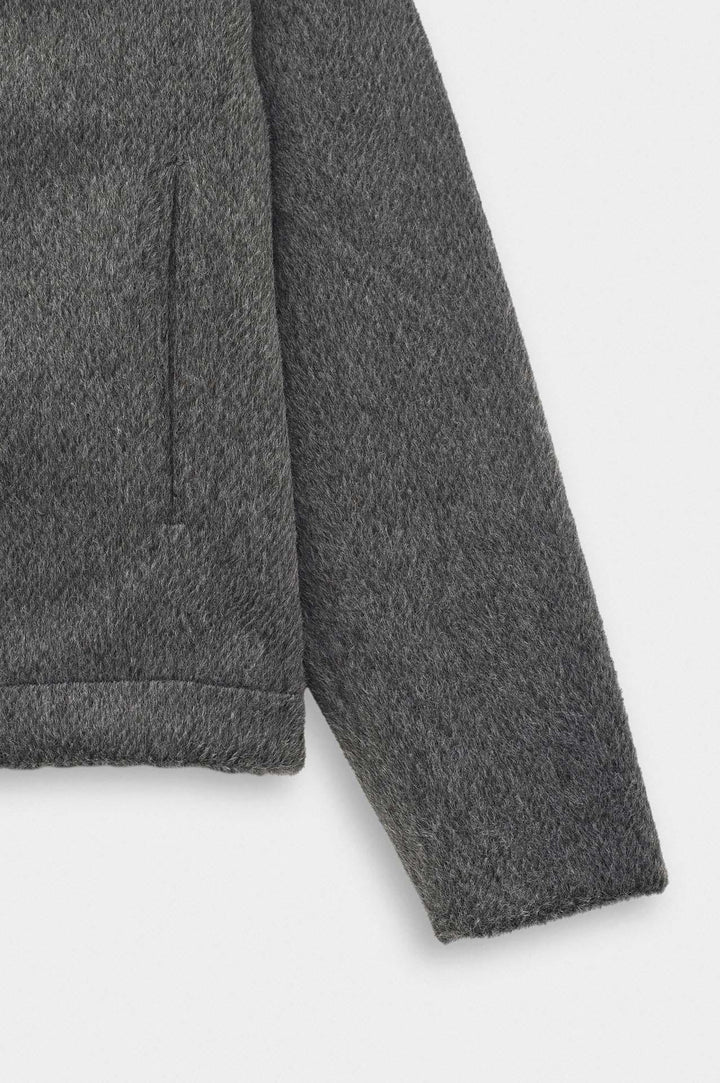 Giesto Veste en laine anthracite à fermeture éclair coupe regular - Anthracite