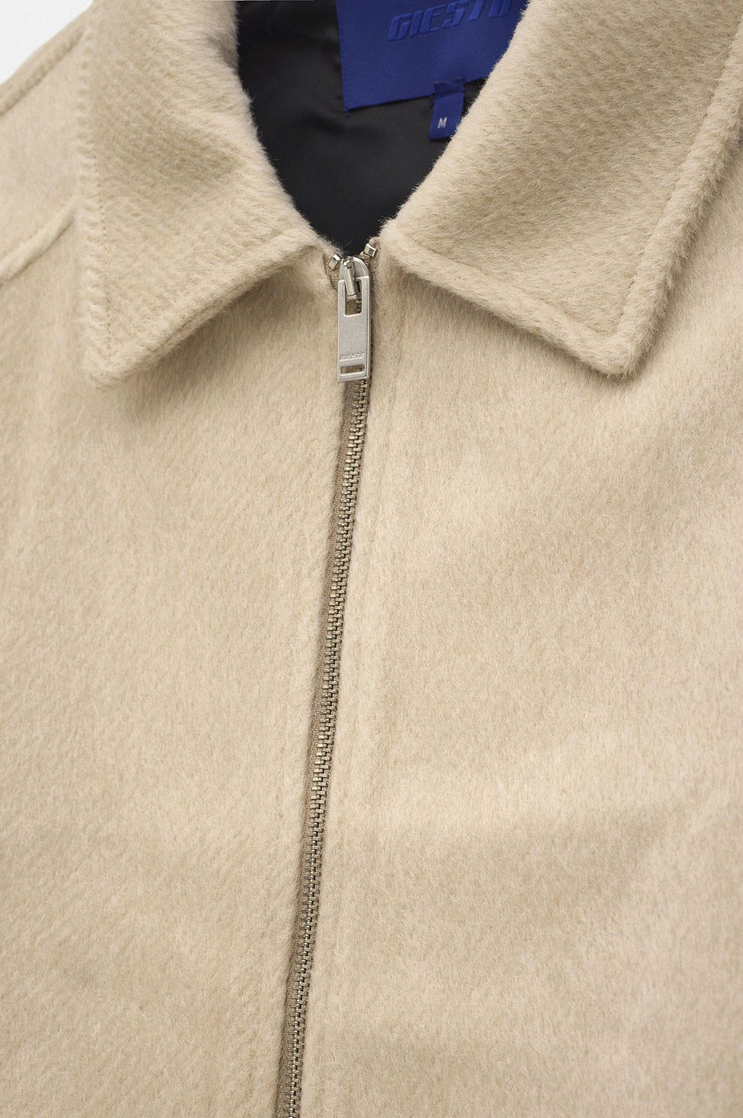 Giesto Veste en Laine Beige Regular Fit avec Fermeture Éclair - Beige