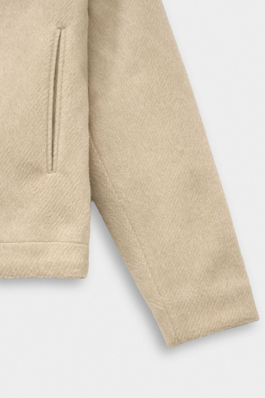 Giesto Veste en Laine Beige Regular Fit avec Fermeture Éclair - Beige