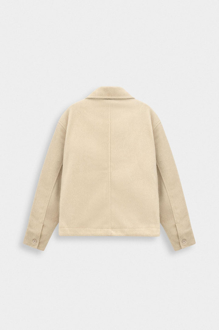 Giesto Veste en Laine Beige Regular Fit avec Fermeture Éclair - Beige