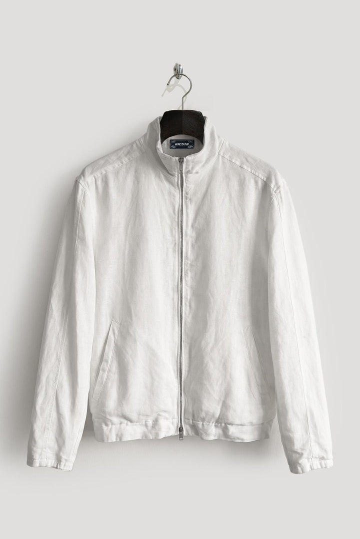Giesto Veste en lin blanc à fermeture éclair coupe regular fit - Blanc