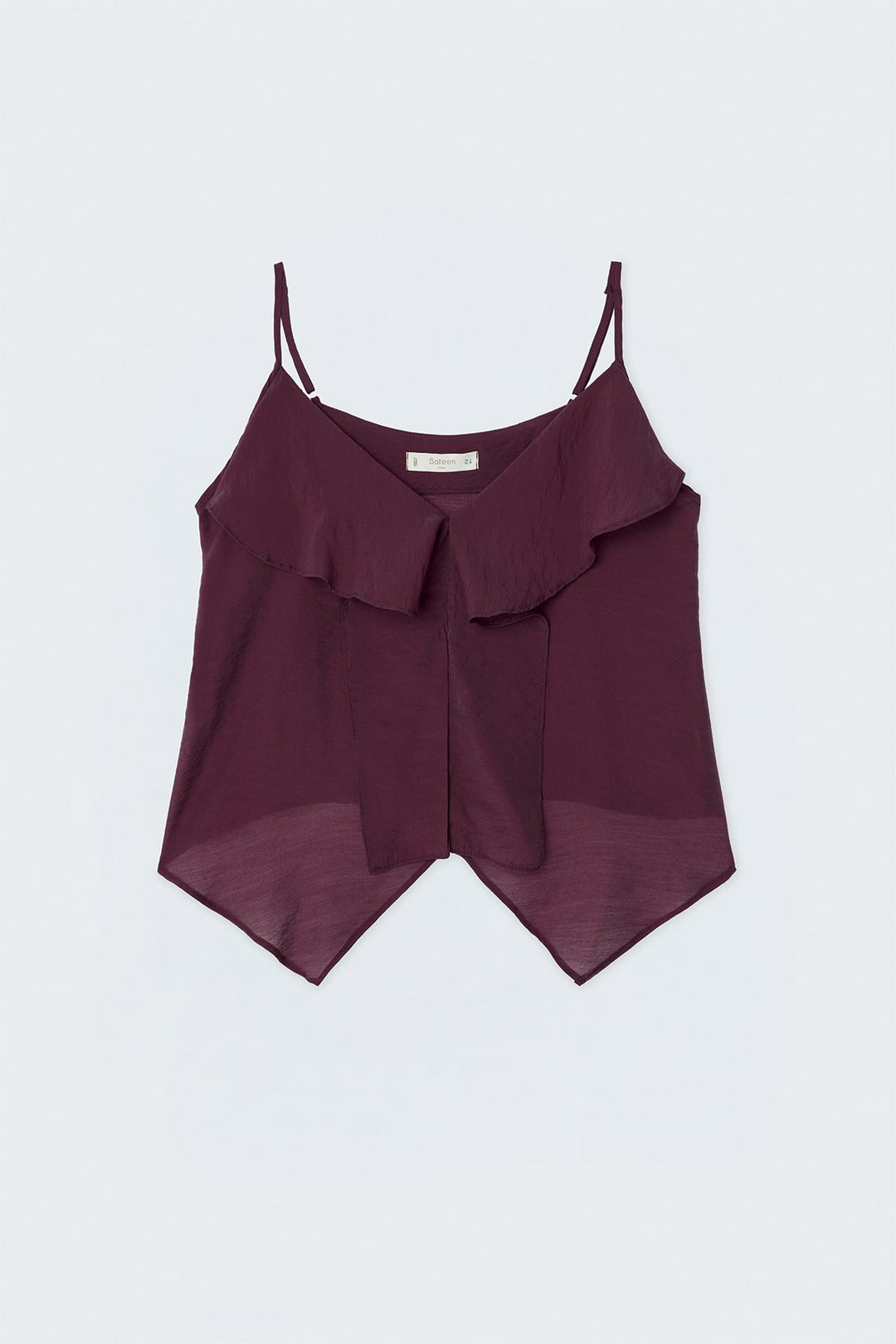 Sateen Blouse à bretelles avec volants - Bordeaux