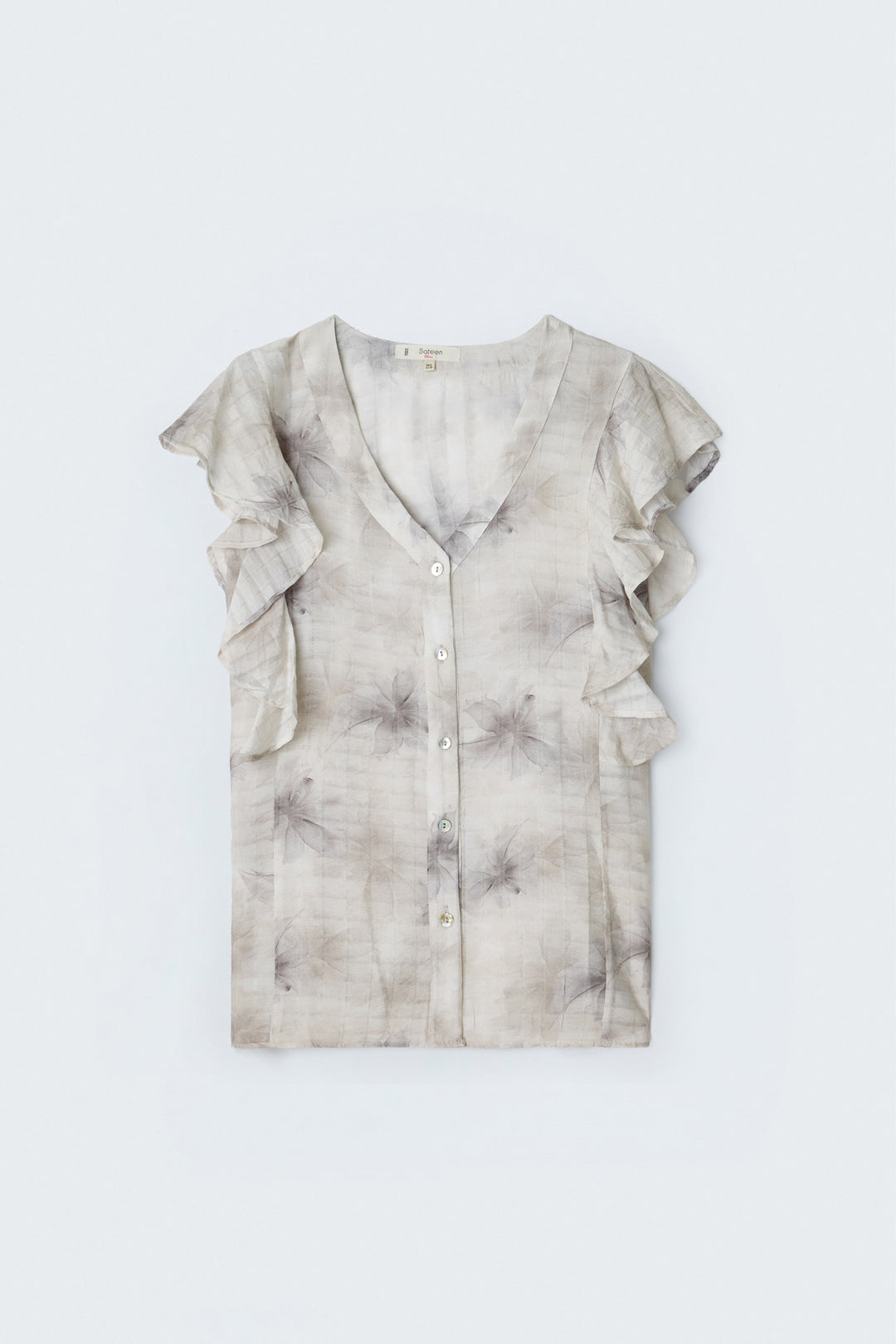 Sateen Chemisier à Détail Volant - Gris