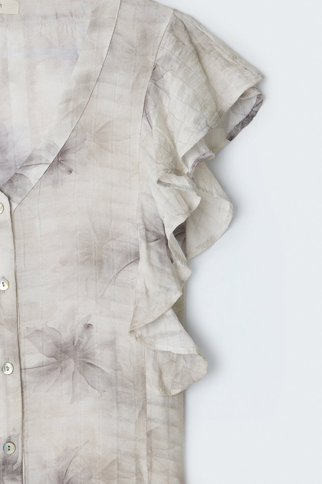 Sateen Chemisier à Détail Volant - Gris