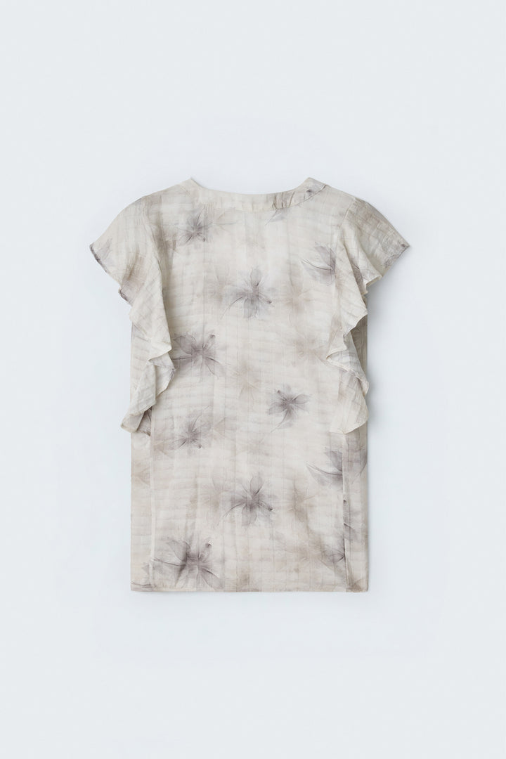 Sateen Chemisier à Détail Volant - Gris