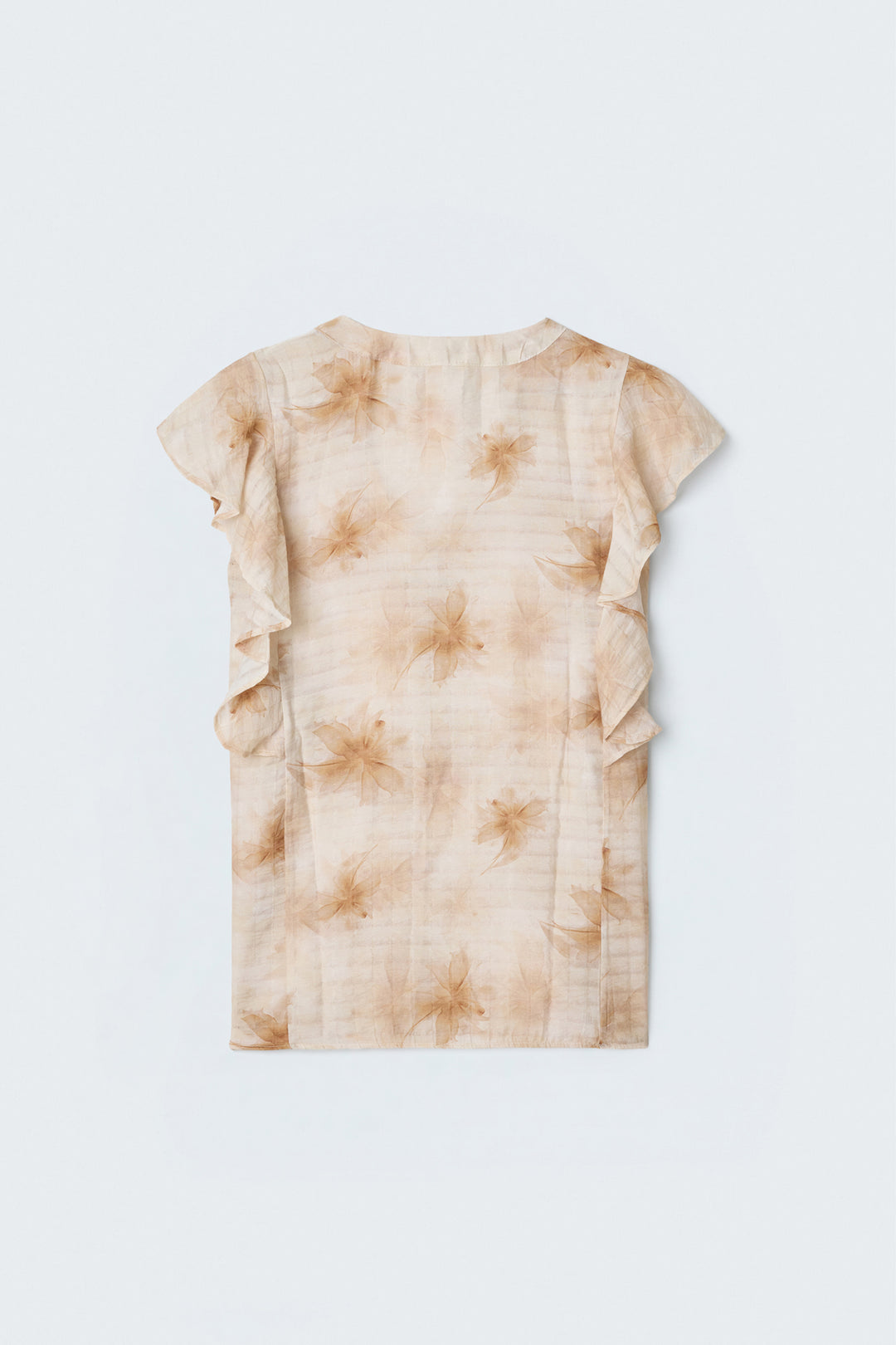 Sateen Chemisier à Détail Volant - Marron