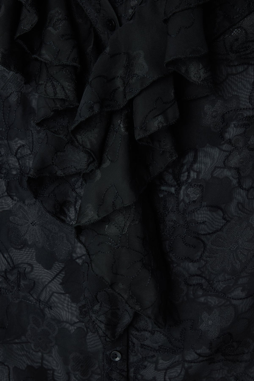Sateen Chemise en chiffon brodée à volants - Noir