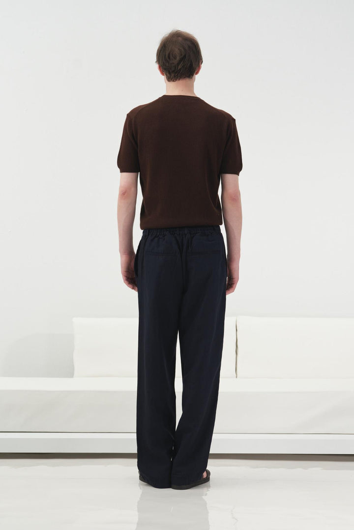 Giesto T-shirt en tricot marron à texture côtelée - Marron