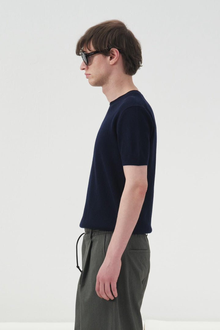 Giesto T-shirt en tricot texturé bleu marine - Bleu marine