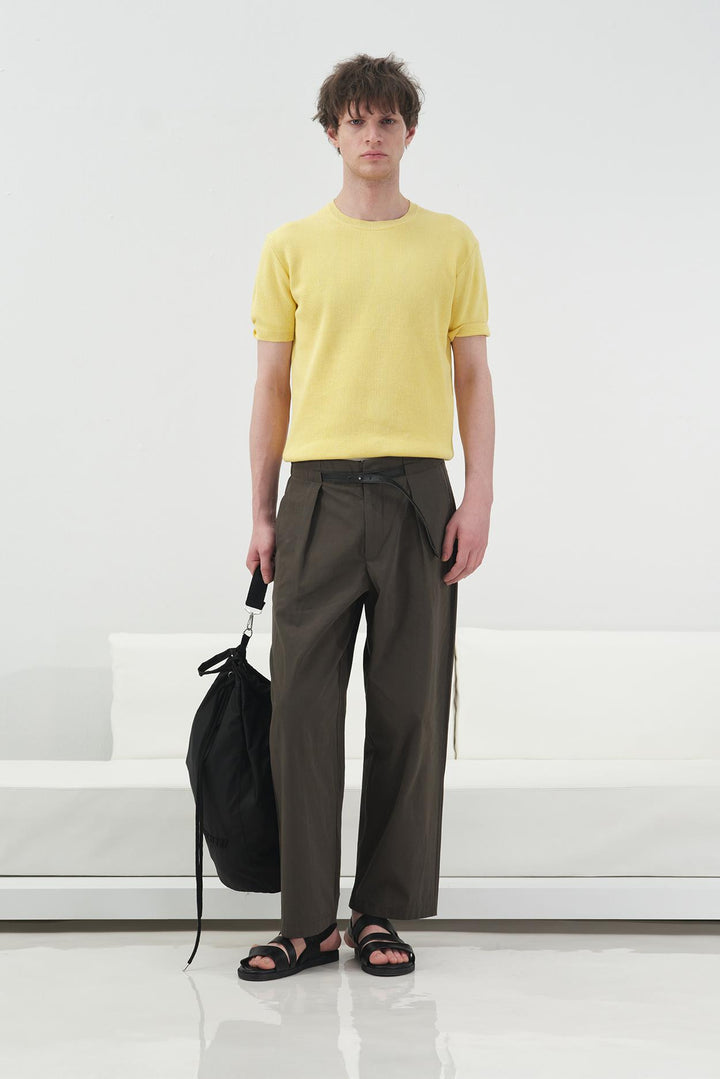 Giesto T-shirt en tricot côtelé texturé jaune - Jaune