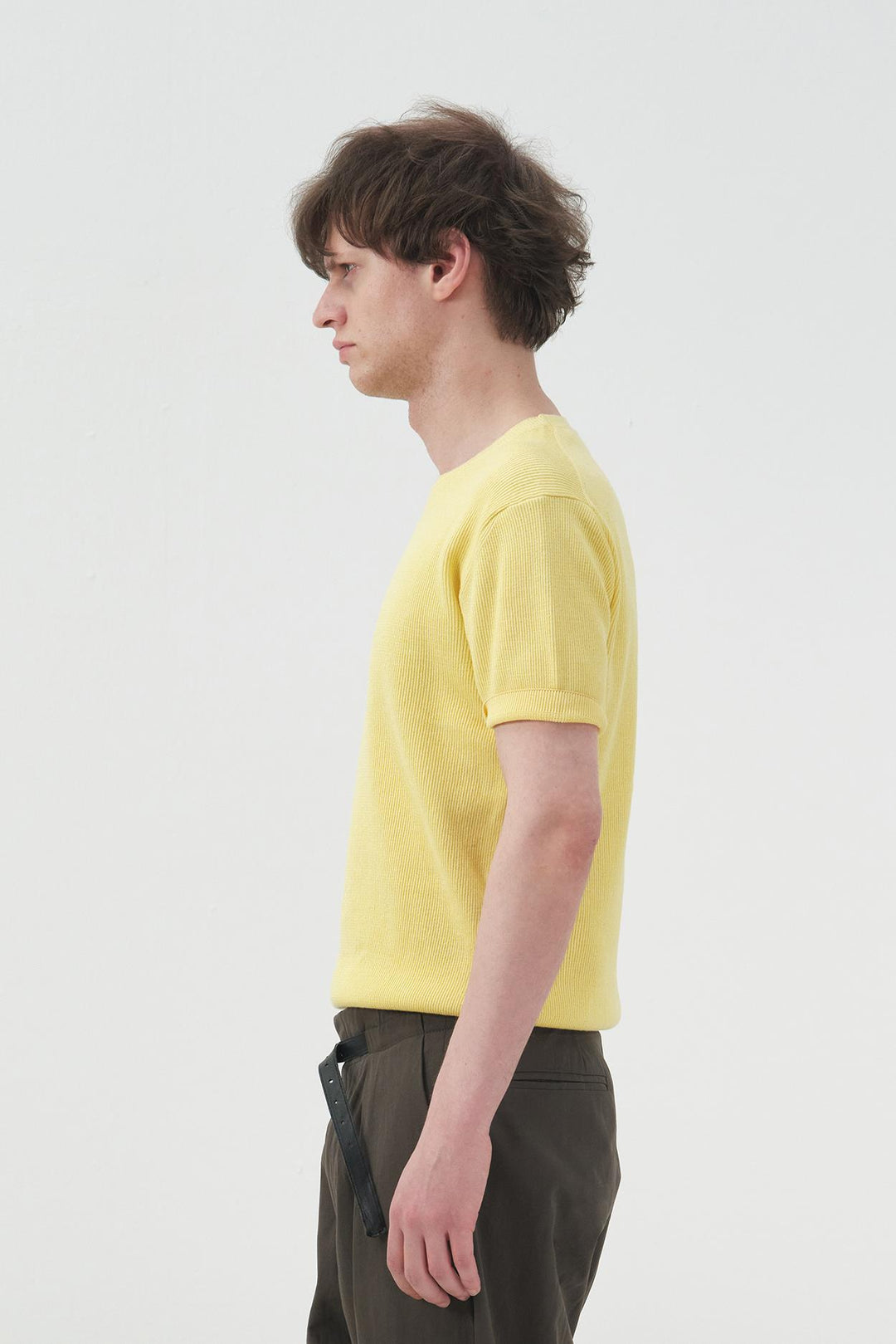 Giesto T-shirt en tricot côtelé texturé jaune - Jaune