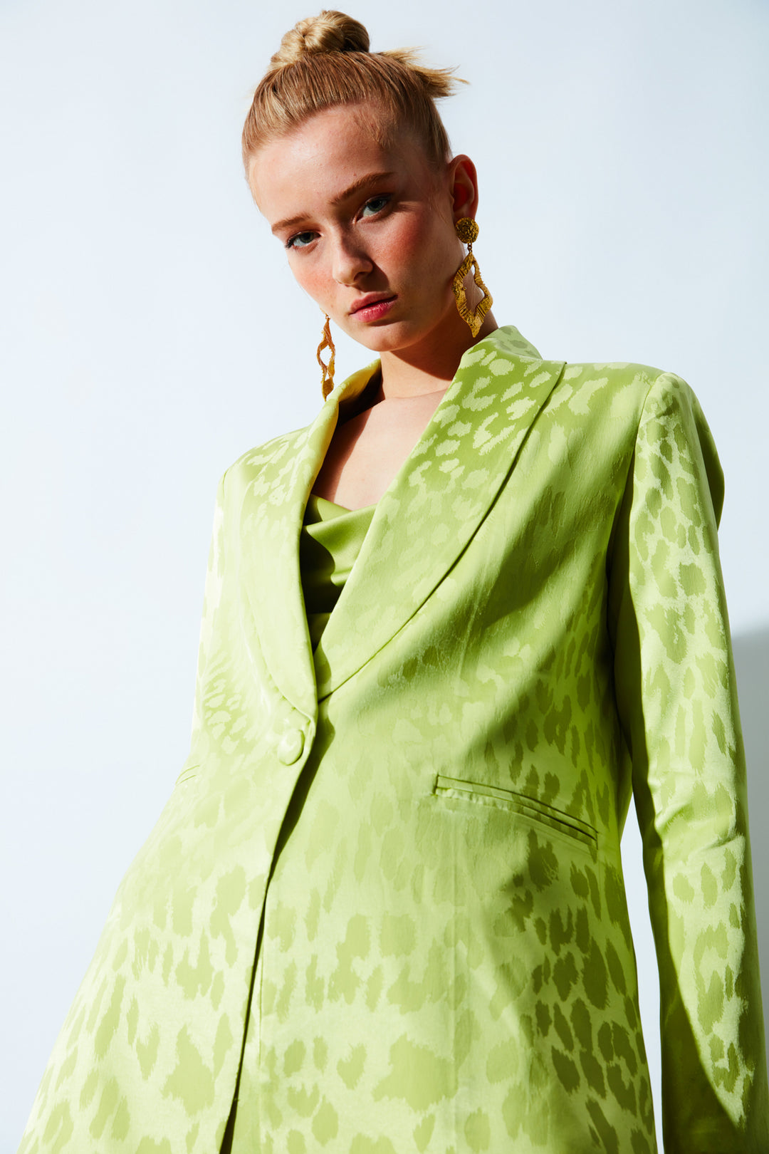 Sateen Veste en satin à motifs larges - yag Vert