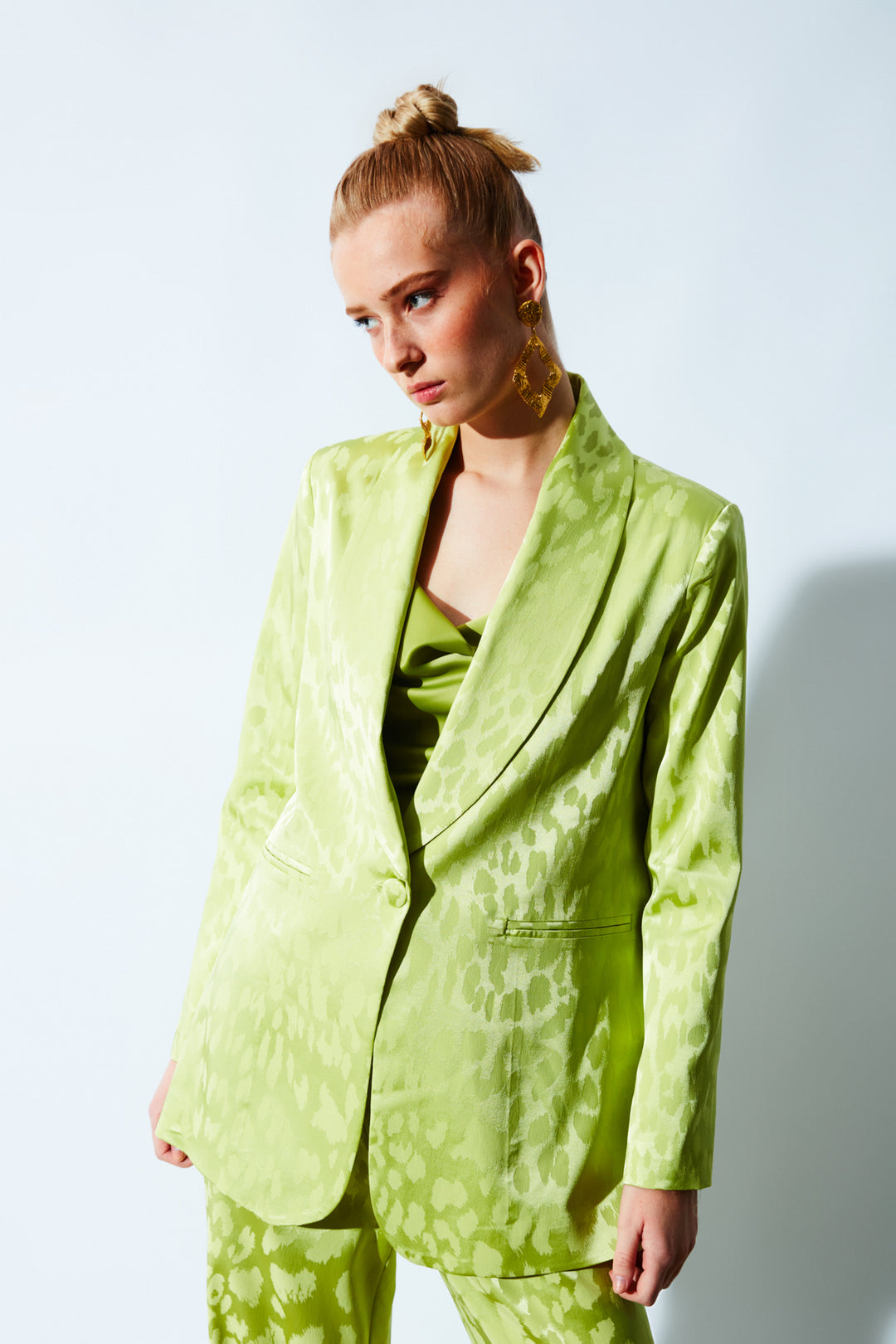 Sateen Veste en satin à motifs larges - yag Vert