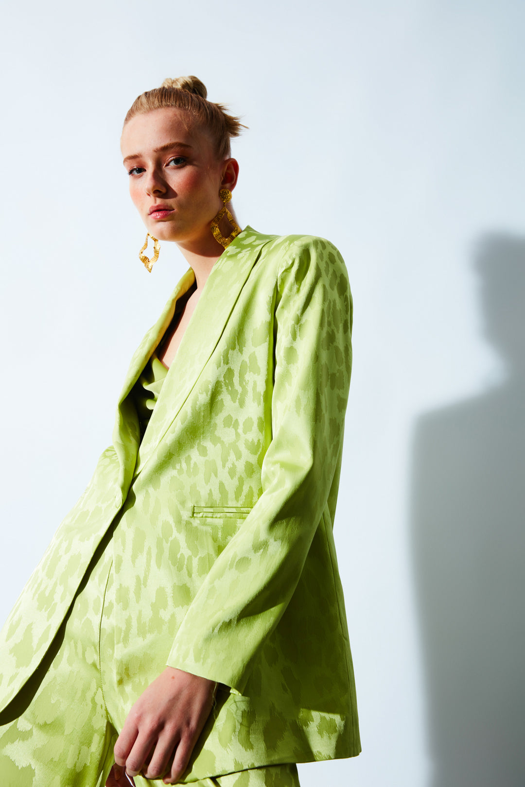 Sateen Veste en satin à motifs larges - yag Vert