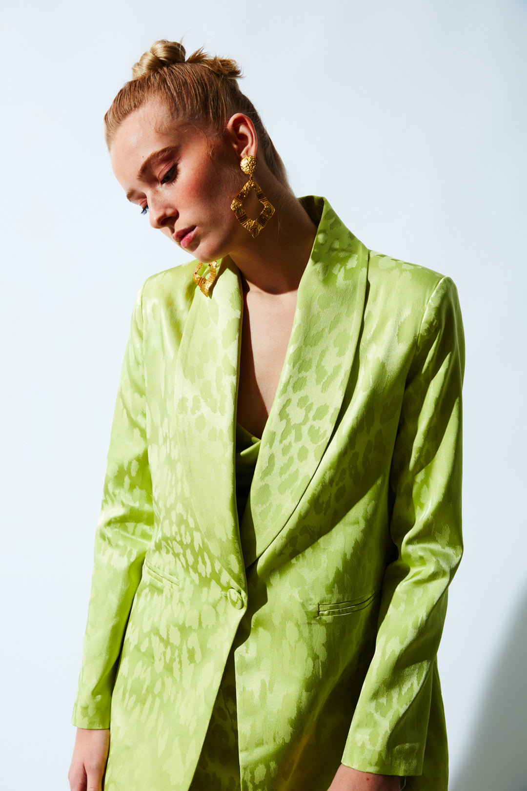 Sateen Veste en satin à motifs larges - yag Vert