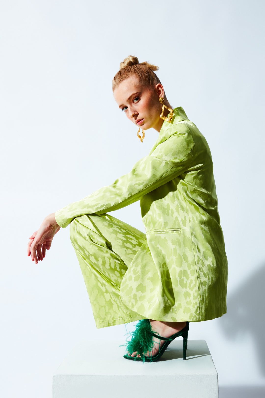 Sateen Veste en satin à motifs larges - yag Vert