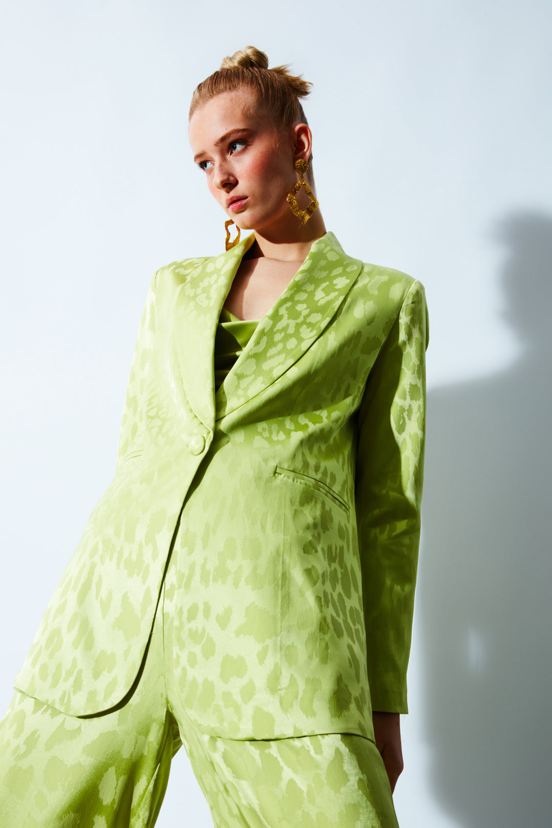 Sateen Veste en satin à motifs larges - yag Vert