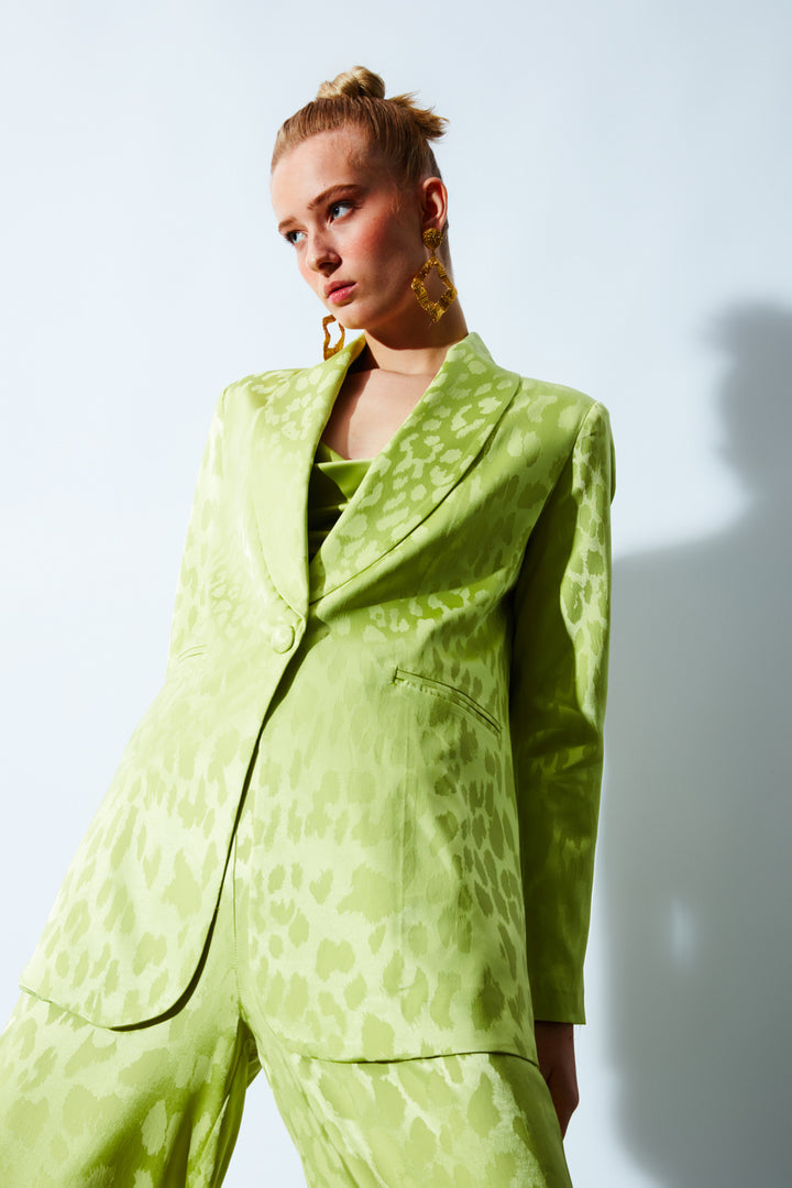 Sateen Veste en satin à motifs larges - yag Vert