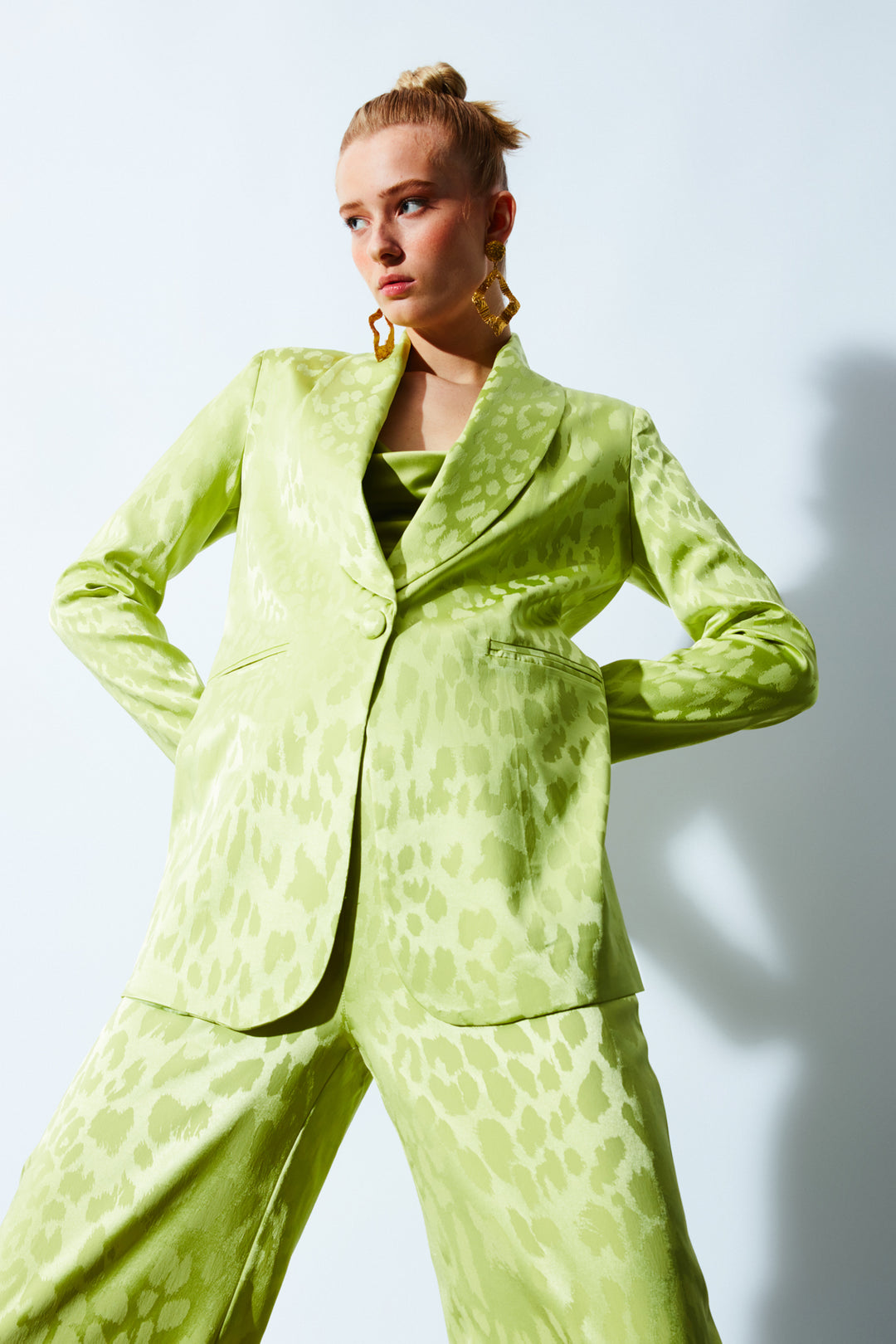 Sateen Veste en satin à motifs larges - yag Vert
