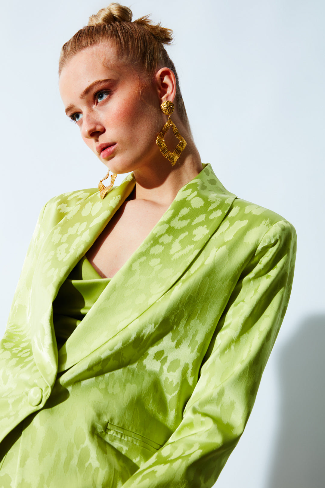 Sateen Veste en satin à motifs larges - yag Vert