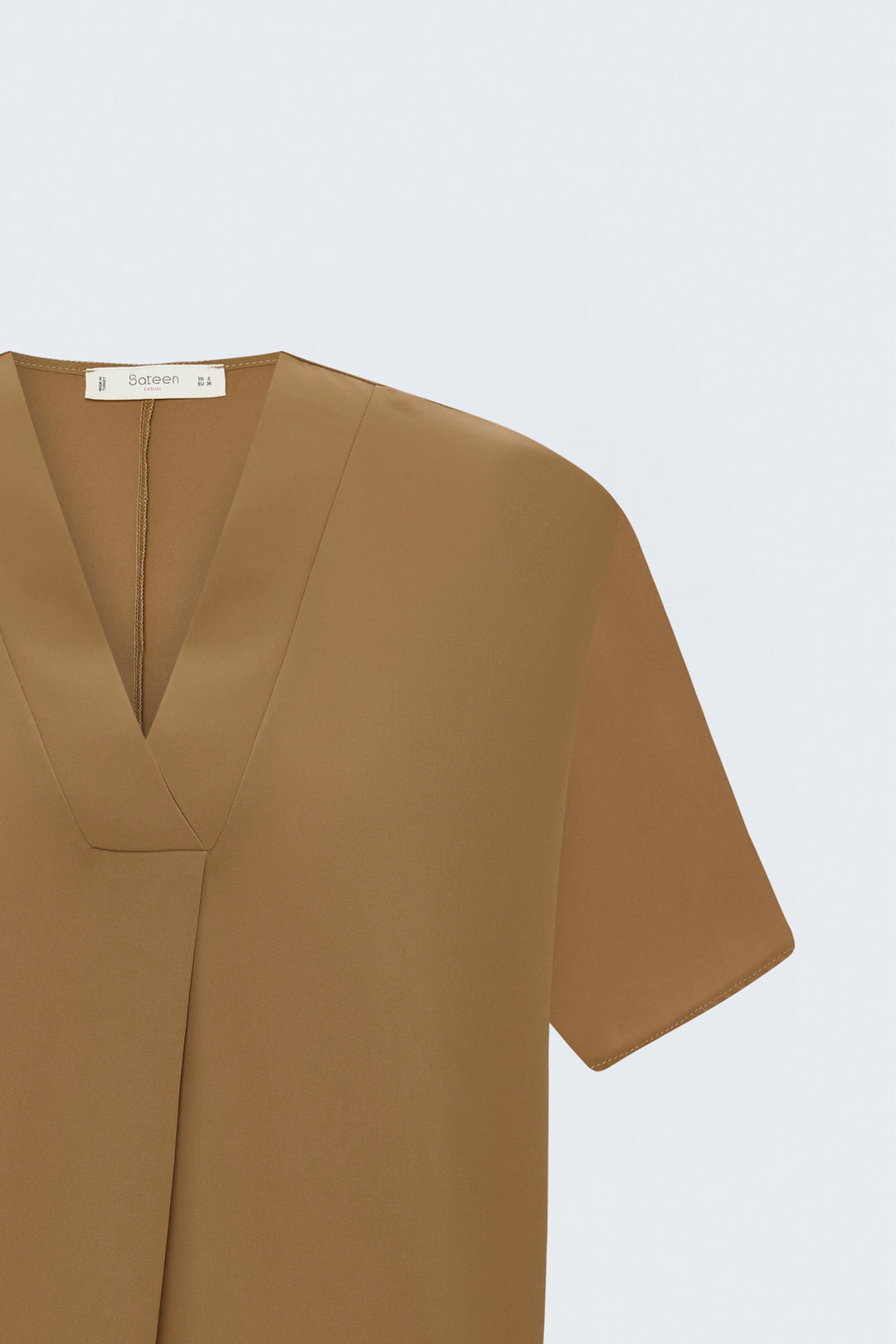 Sateen Blouse Large Manches Courtes - camel