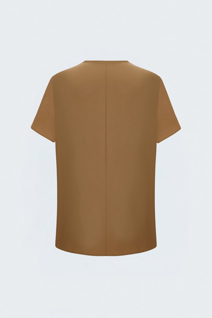 Sateen Blouse Large Manches Courtes - camel