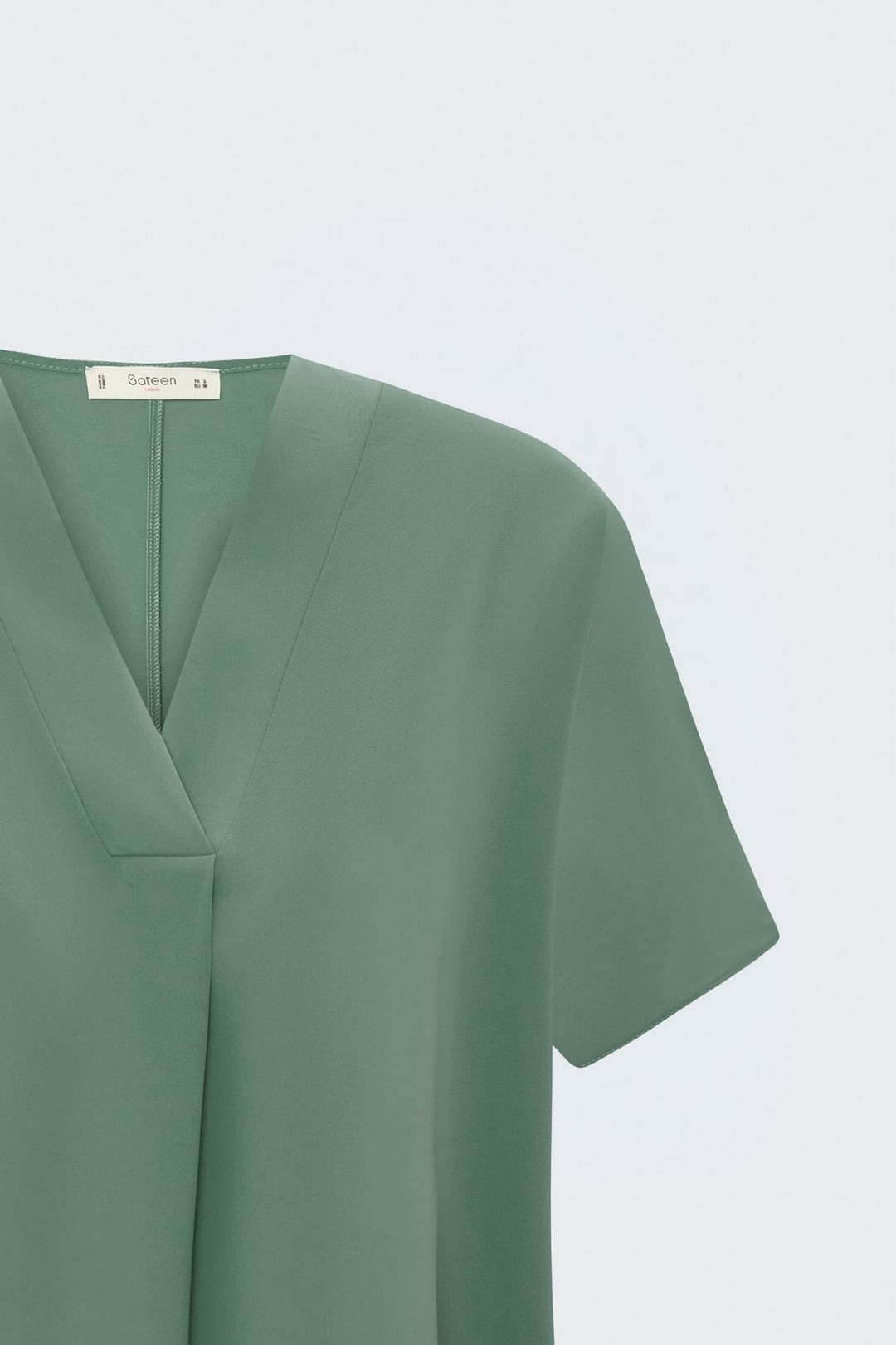 Sateen Blouse Large Manches Courtes - Menthe