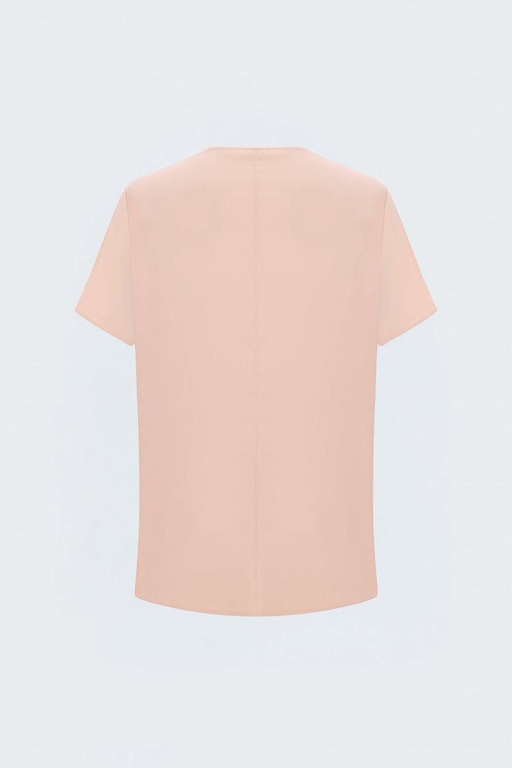 Sateen Blouse Large Manches Courtes - Poudre