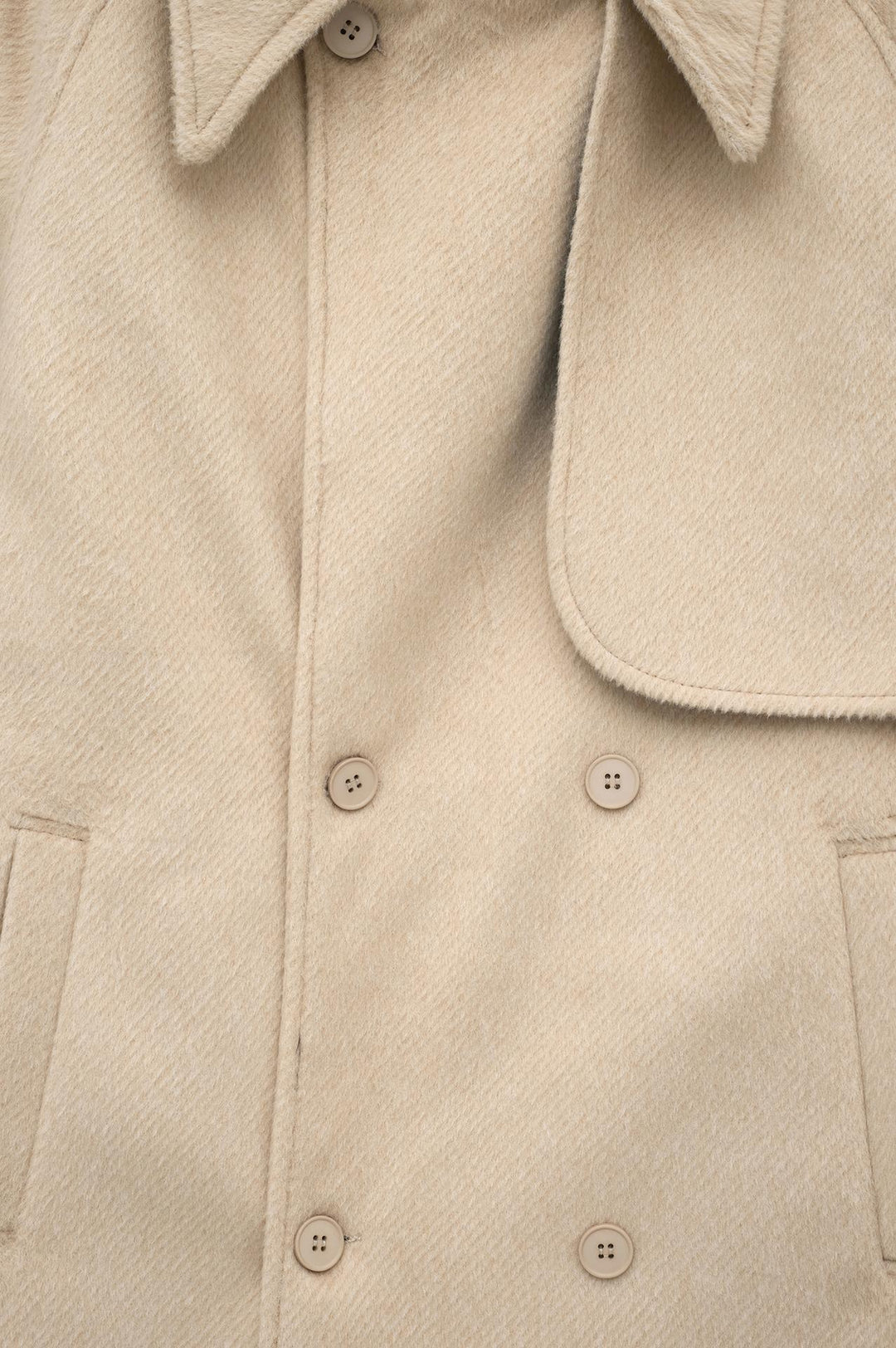 Giesto Manteau en laine beige à large col croisé - Beige