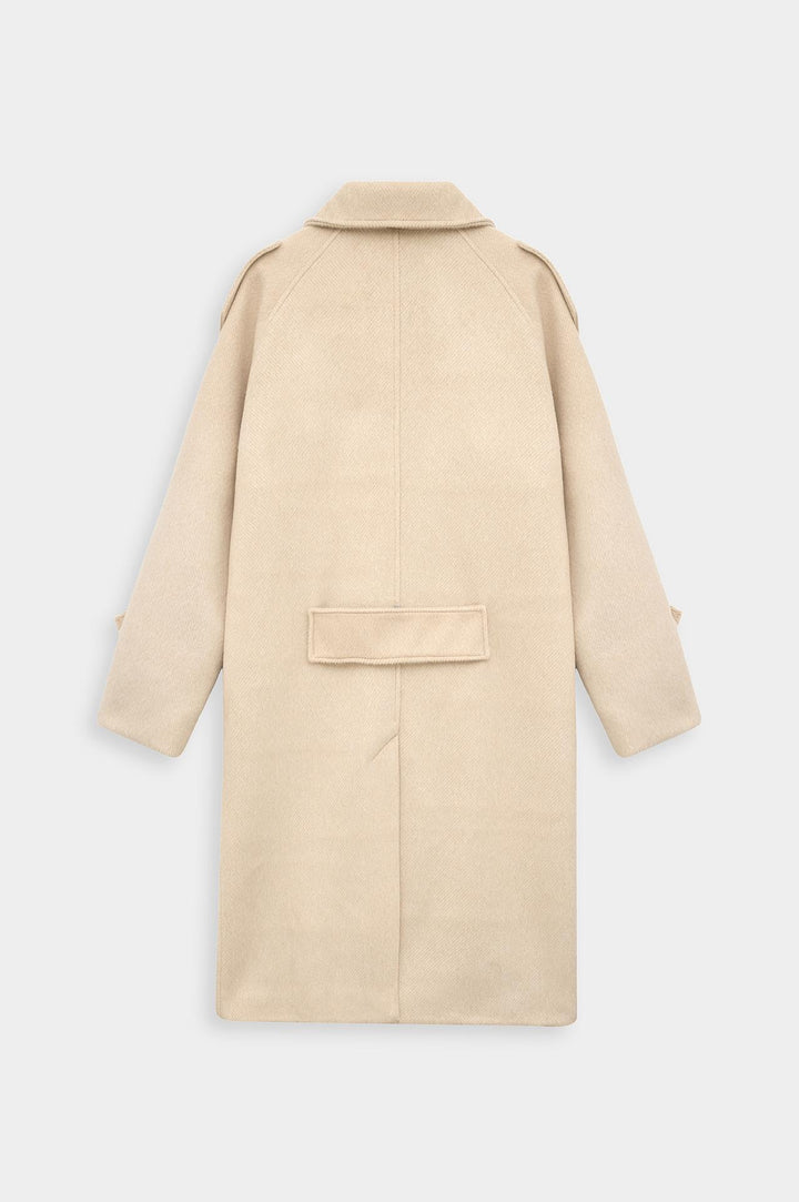 Giesto Manteau en laine beige à large col croisé - Beige