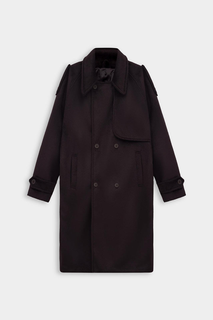 Giesto Manteau en laine bordeaux à col croisé large - Bordeaux