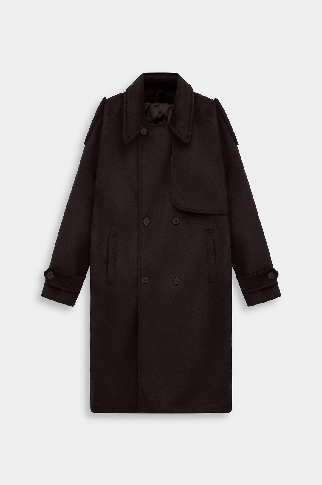 Giesto Manteau en laine marron à large col croisé - Marron