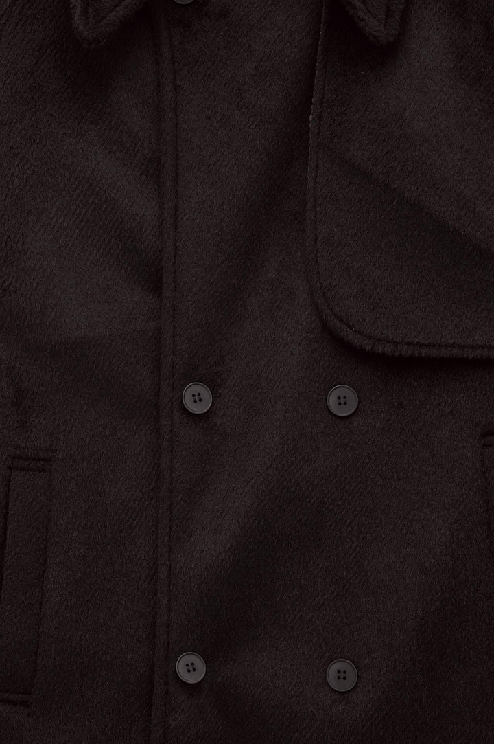 Giesto Manteau en laine marron à large col croisé - Marron