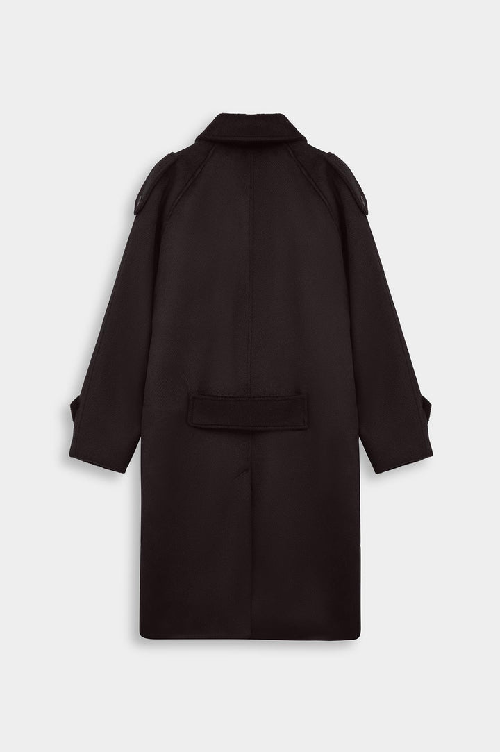 Giesto Manteau en laine marron à large col croisé - Marron