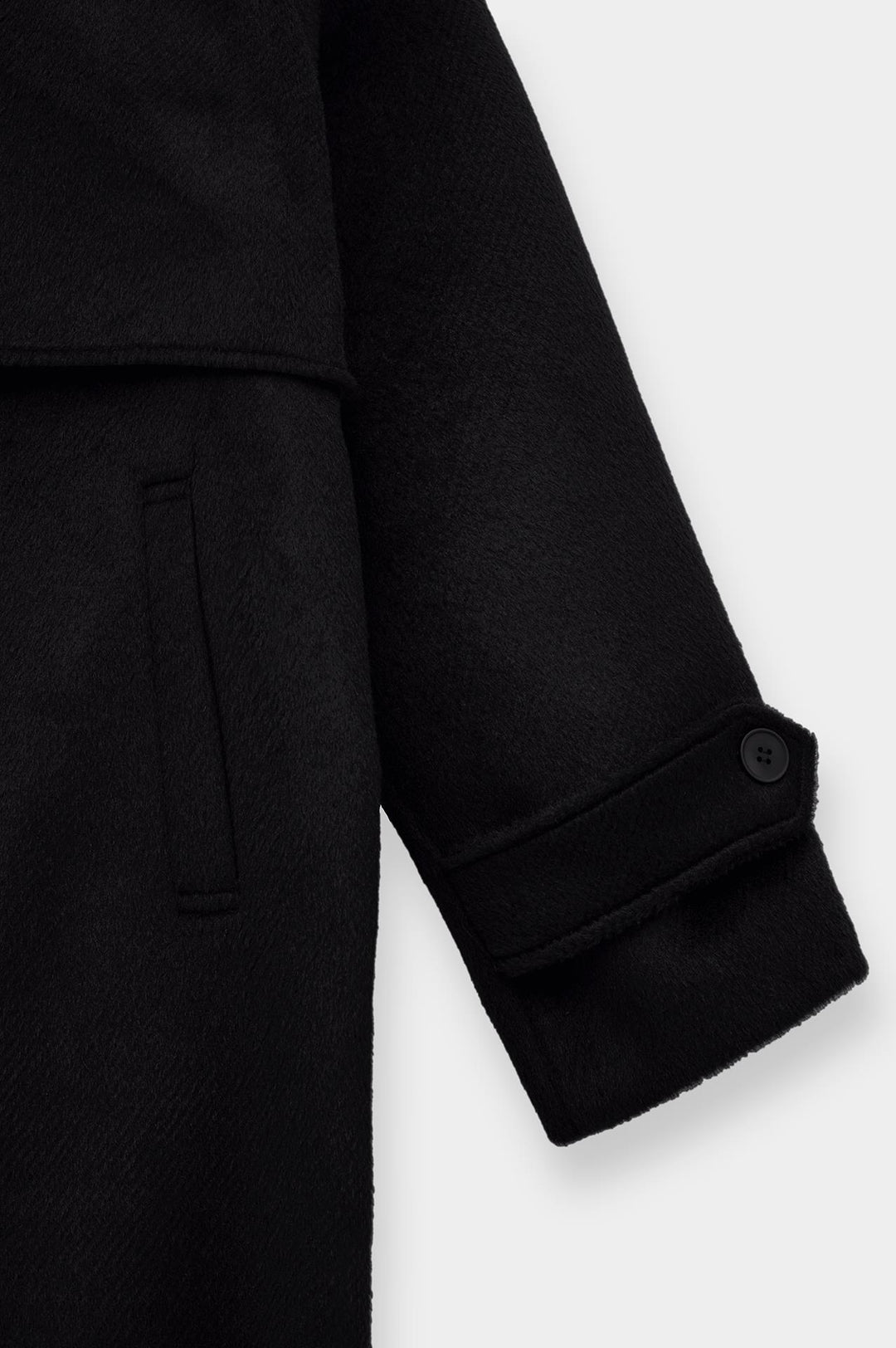 Giesto Manteau en laine noire à large col croisé - Noir
