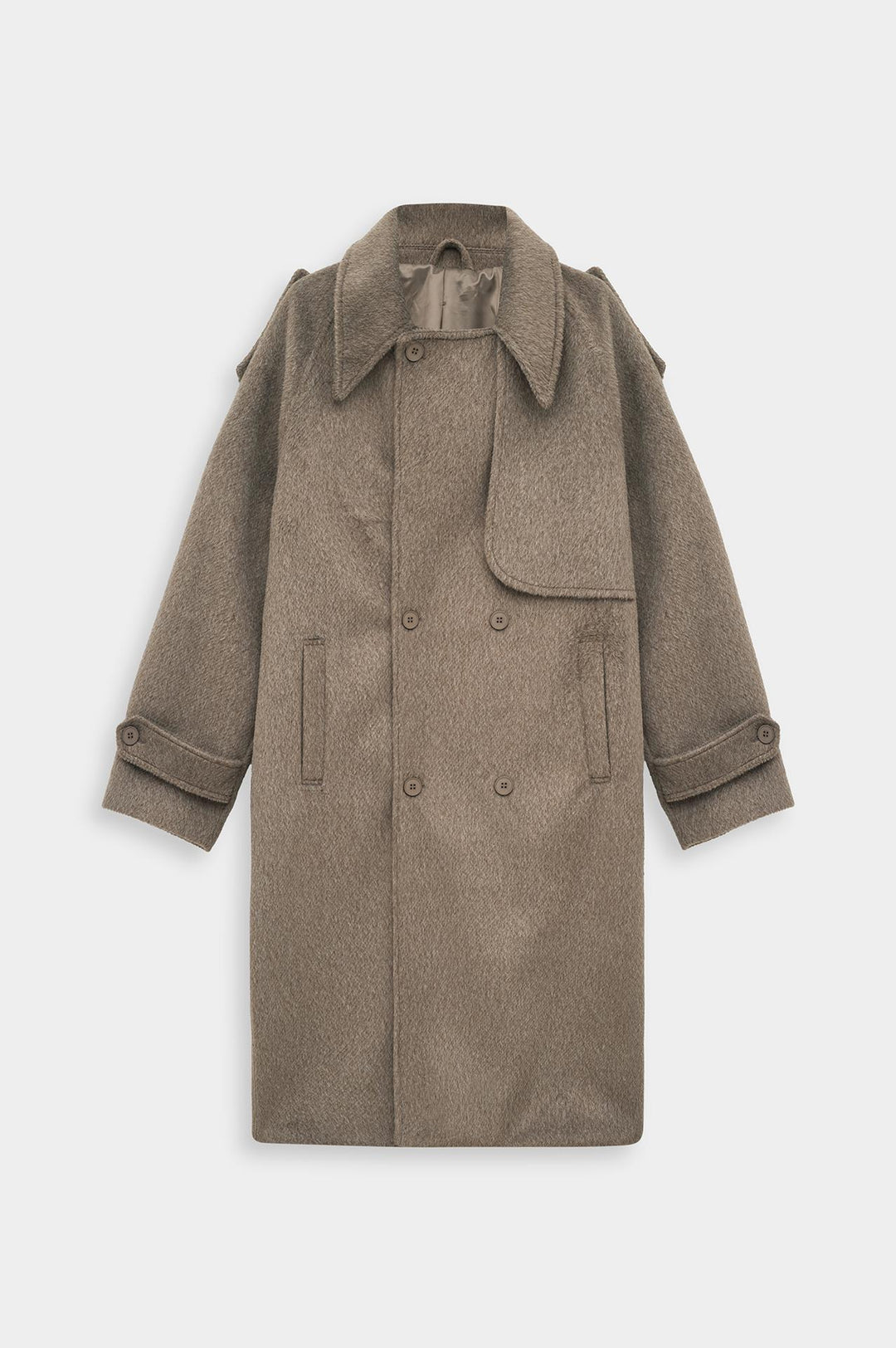 Giesto Manteau en laine vison à large col croisé - Vison