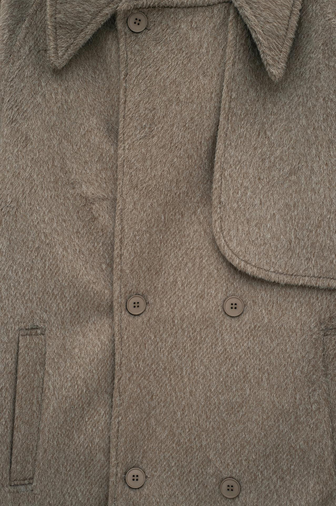Giesto Manteau en laine vison à large col croisé - Vison