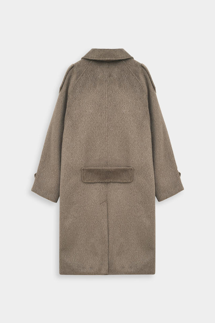Giesto Manteau en laine vison à large col croisé - Vison
