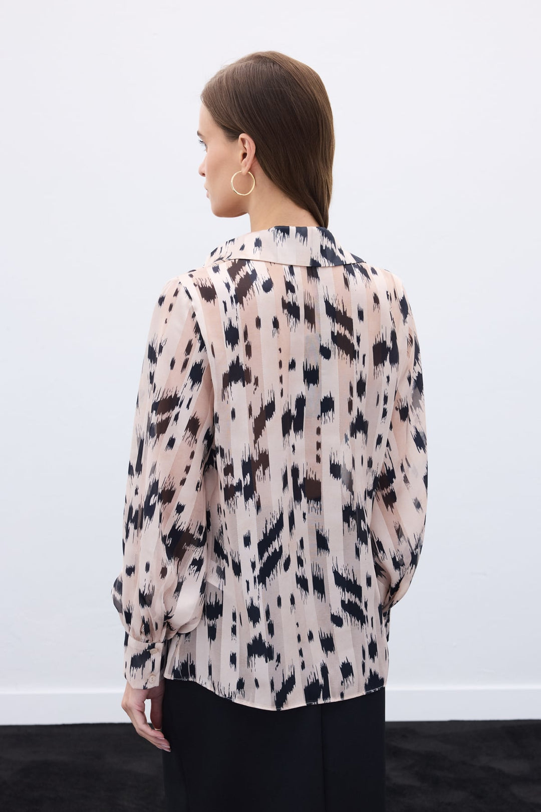 Sateen Chemise imprimée à larges poignets - Beige