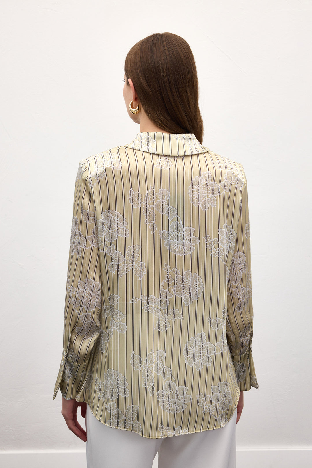 Sateen Chemise à larges poignets - Jaune