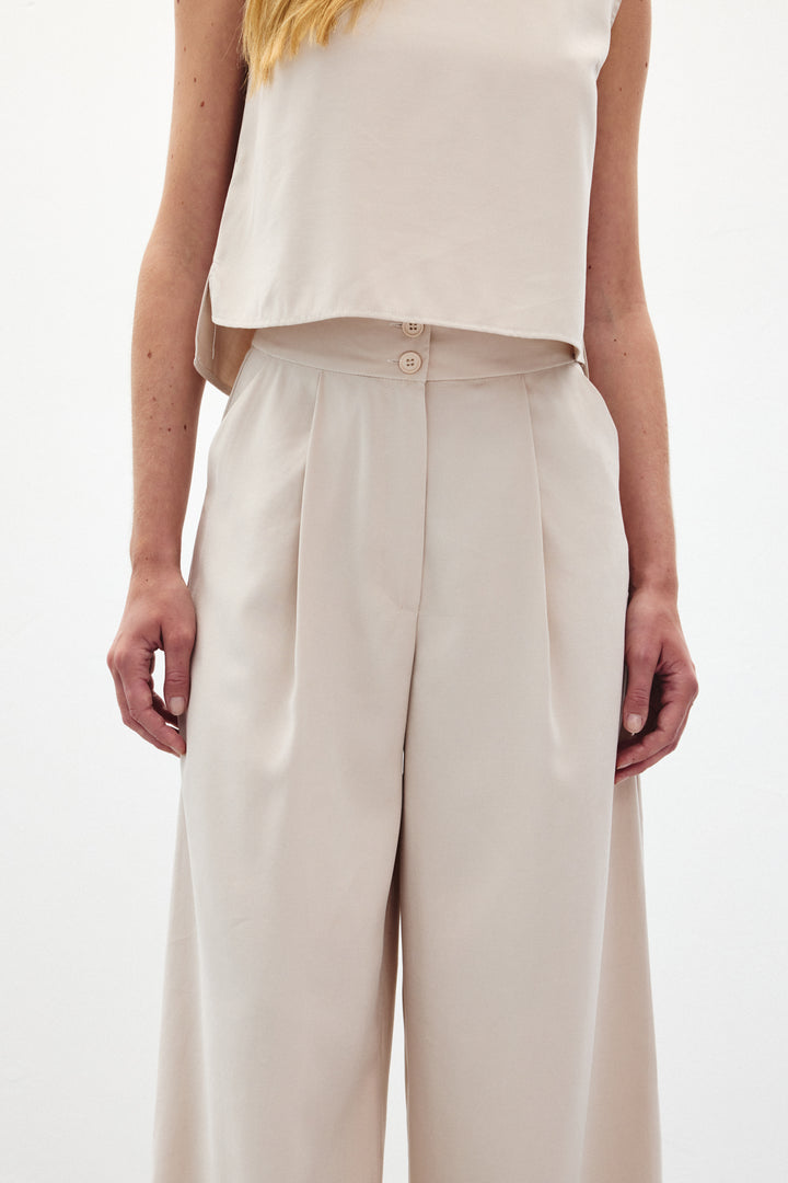 Sateen Pantalon à jambes larges - Pierre