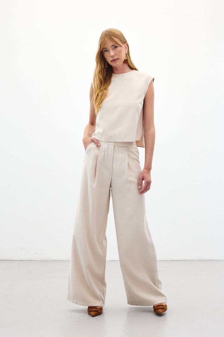 Sateen Pantalon à jambes larges - Pierre