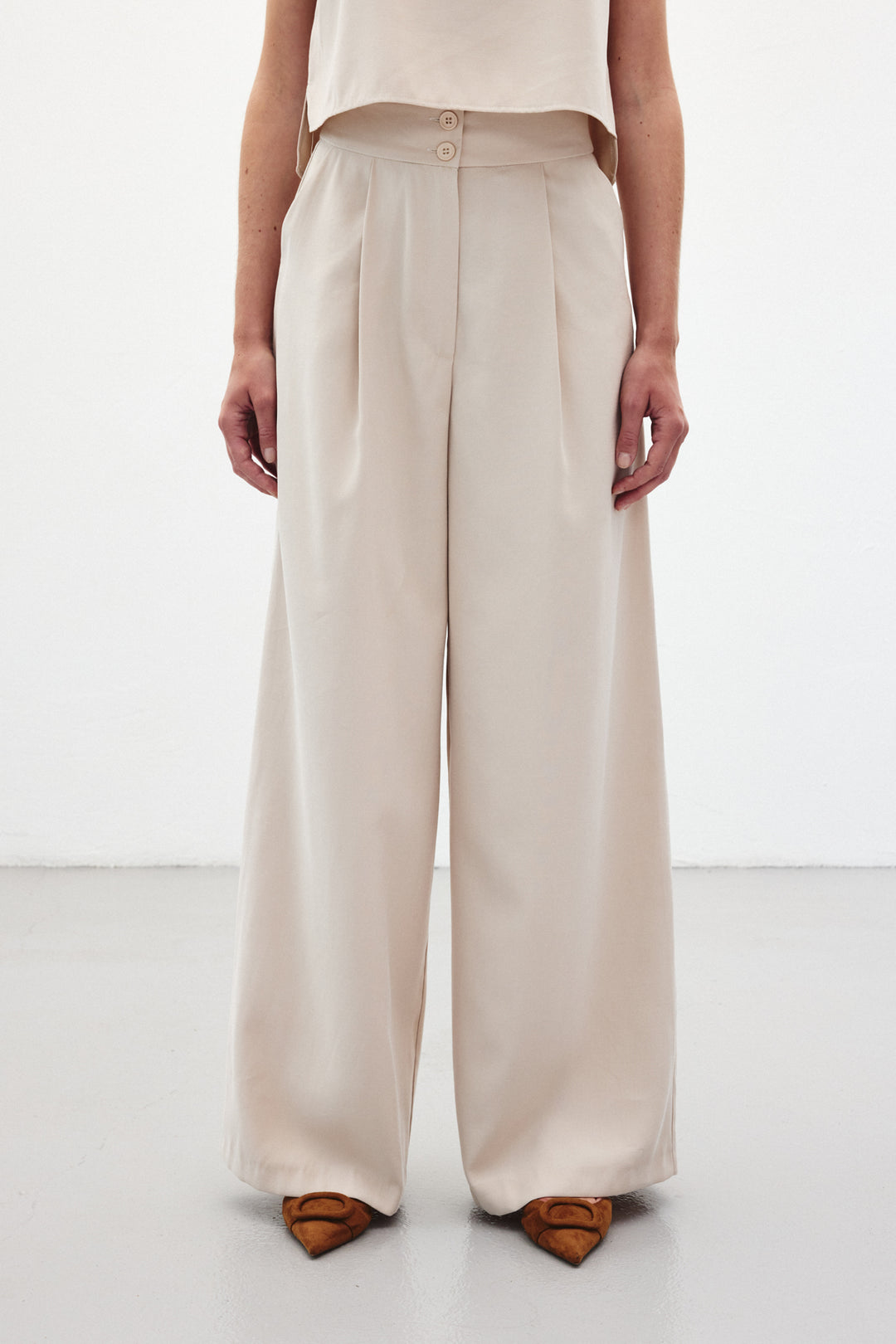 Sateen Pantalon à jambes larges - Pierre