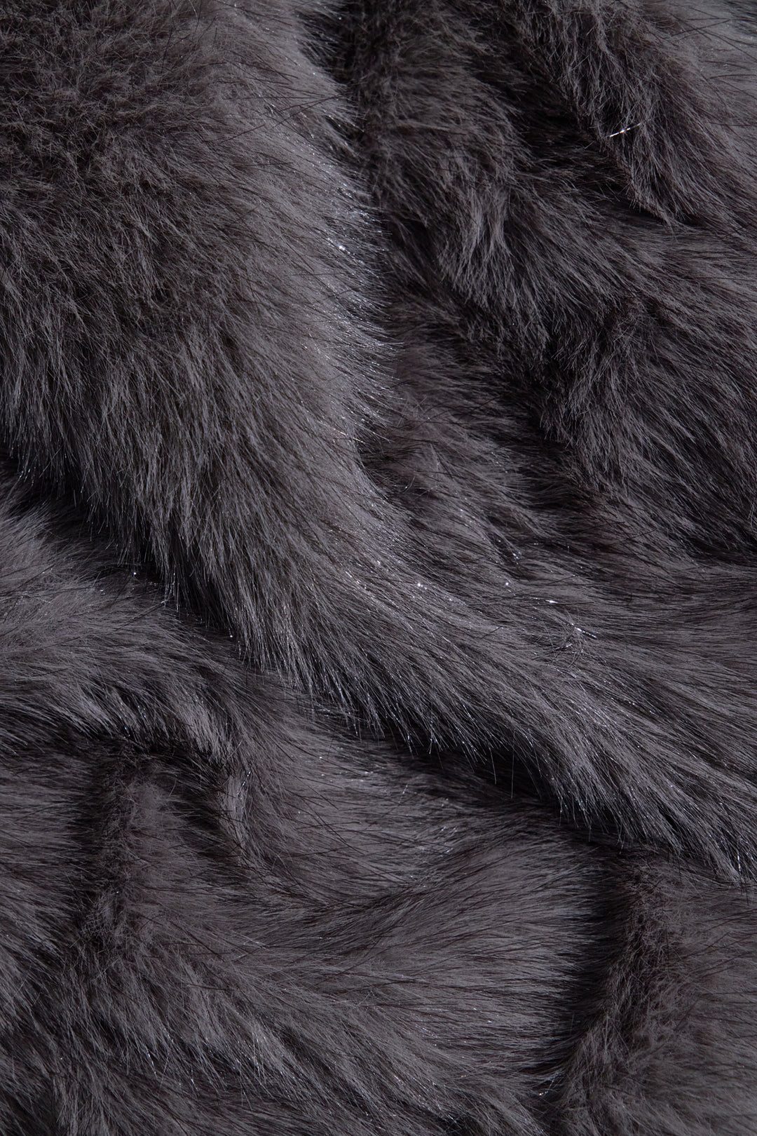 Sateen Manteau en fourrure pailleté à col large - füme